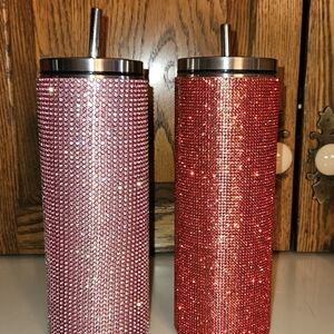 #631 Sparkling Rhinestone Tumblers with Straws